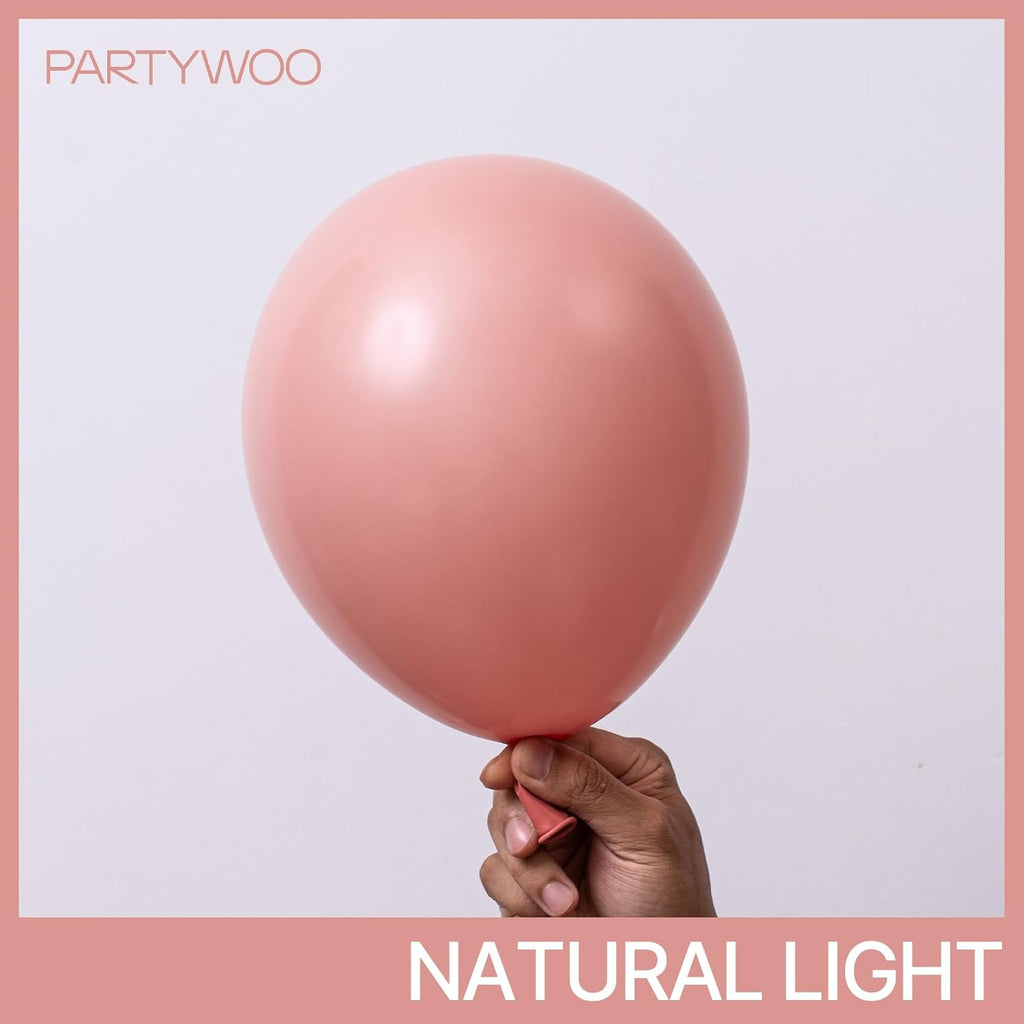 PartyWoo Dusty Pink Balloons - 140-Piece Blush Pink Balloon Arch Kit for Baby Showers & Birthday Parties | Various Sizes 5-18 Inches