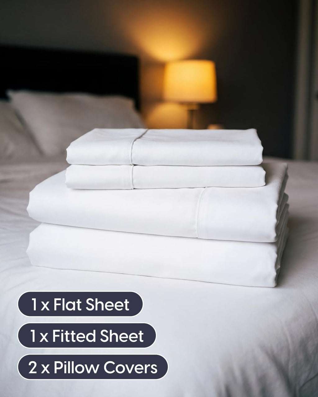 Sleepy Town Queen Size Bed Sheets - 4 Piece Set - Extra Soft & Cooling Brushed Microfiber - Deep Pocket (White)