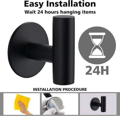 Bntuk Heavy Duty Adhesive Hooks - Waterproof Stainless Steel Wall Hooks for Bathroom | 2 Pack