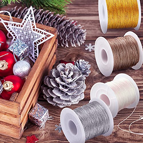 Metallic Cord Tinsel Rope 1mm for Gift Wrapping and DIY Crafts (440 Yards)