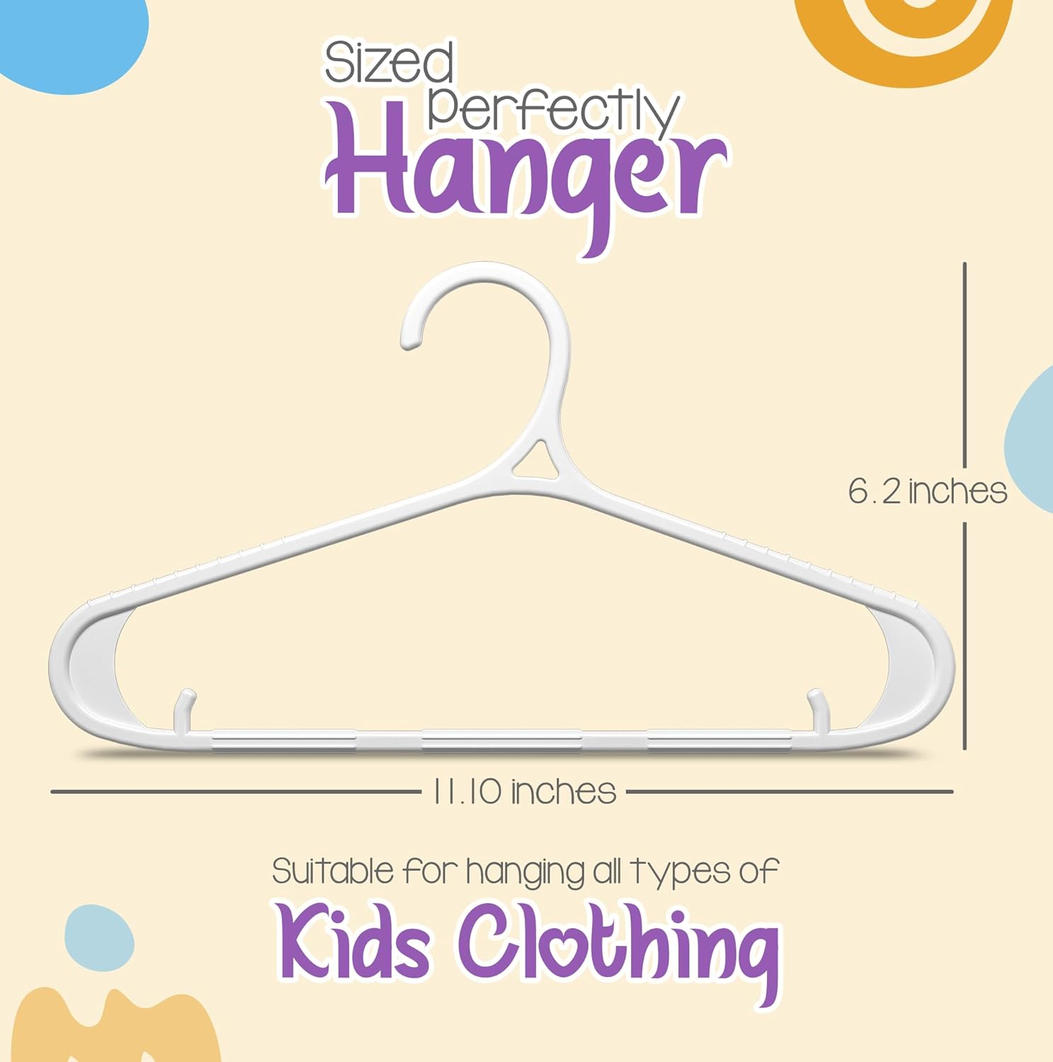 Utopia Home Kids Hangers - 60 Pack 11-Inch Non-Slip Plastic Baby Hangers for Closet | White