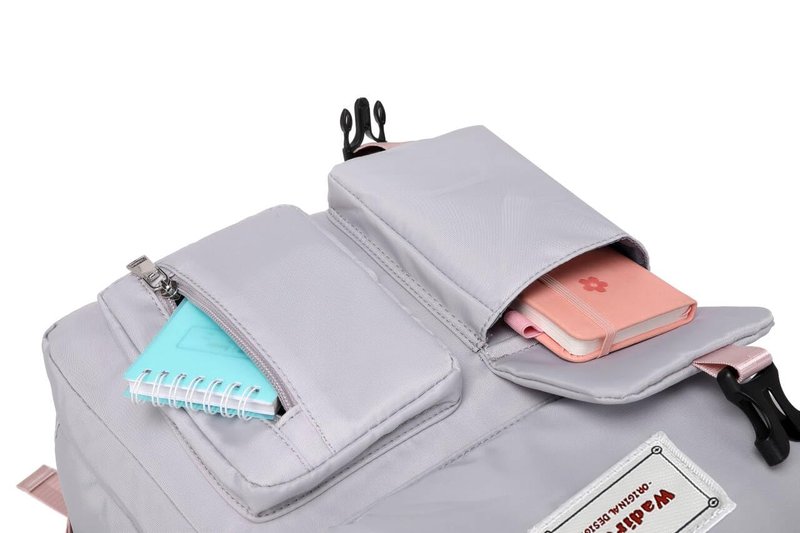 Wadirum Stylish School Backpack for Girls and Boys Cute Laptop Backpack for Teenager Grey