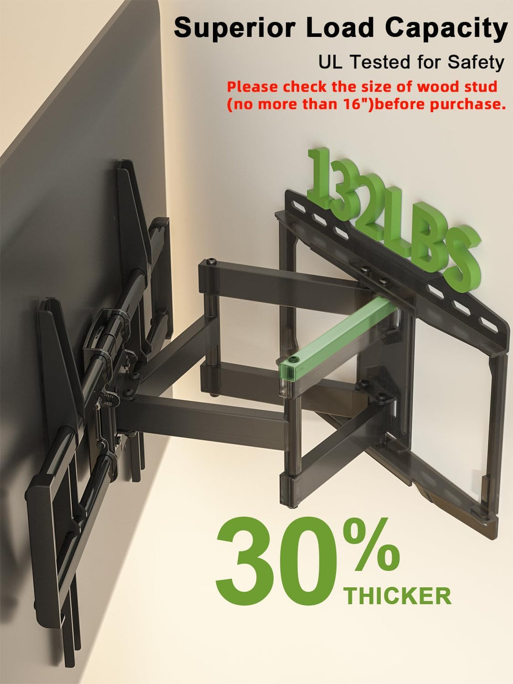 USX Mount Full Motion TV Wall Mount - Swivel & Tilt for 42-86 Inch TVs, Dual Articulating Arms, VESA 600x400mm, Max 132lbs Capacity
