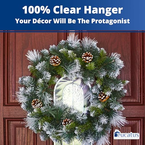 12-Inch Clear Wreath Hanger - Non-Scratch Over the Door Hook for Decor