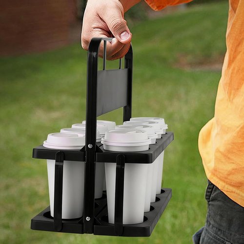Reusable Drink Carrier with Handle for Food Delivery Drivers, Portable 8 Cup/Coffee Holder Accessories for Delivery, Foldable Drinks Caddy with Tray, Car Durable Plastic Festive Bottle, Vacation