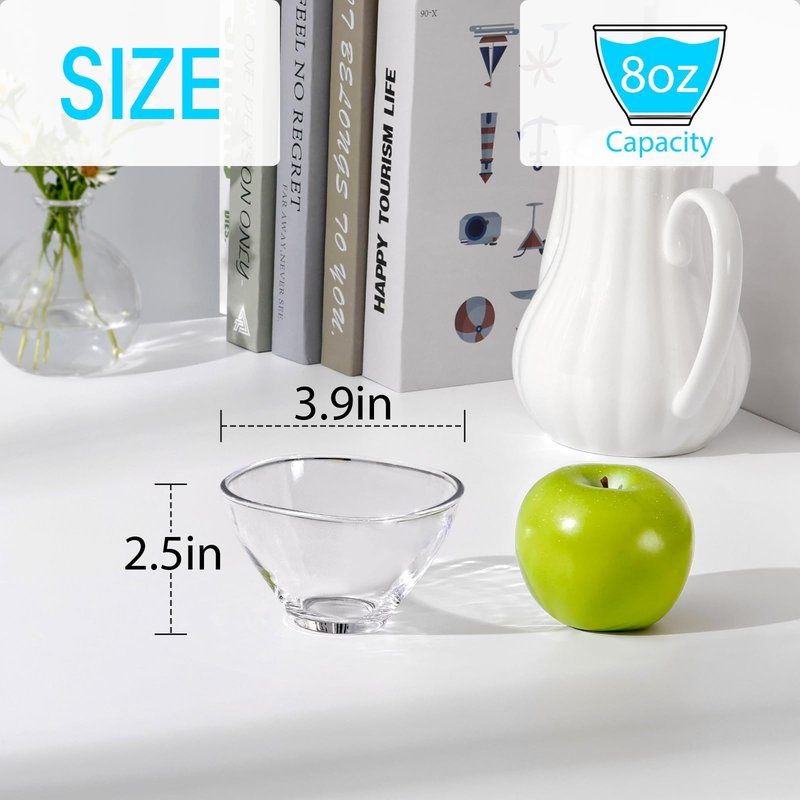 NUTRIUPS Small Glass Bowls Set, Mini Dessert Bowls Set for Small Portion Food, Dessert and Snack (3.9 Inch, 6 Pack)