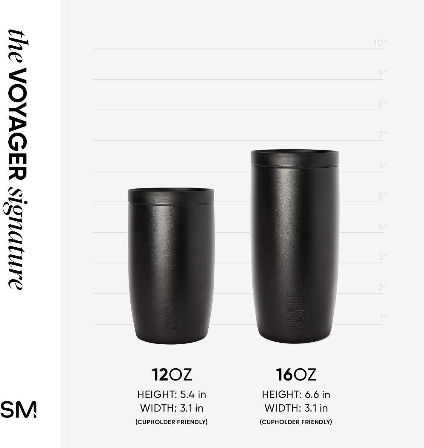 Simple Modern Voyager Signature Travel Coffee Mug - 360° Lid, Ceramic-Lined Insulated, 12oz, Blue Dune