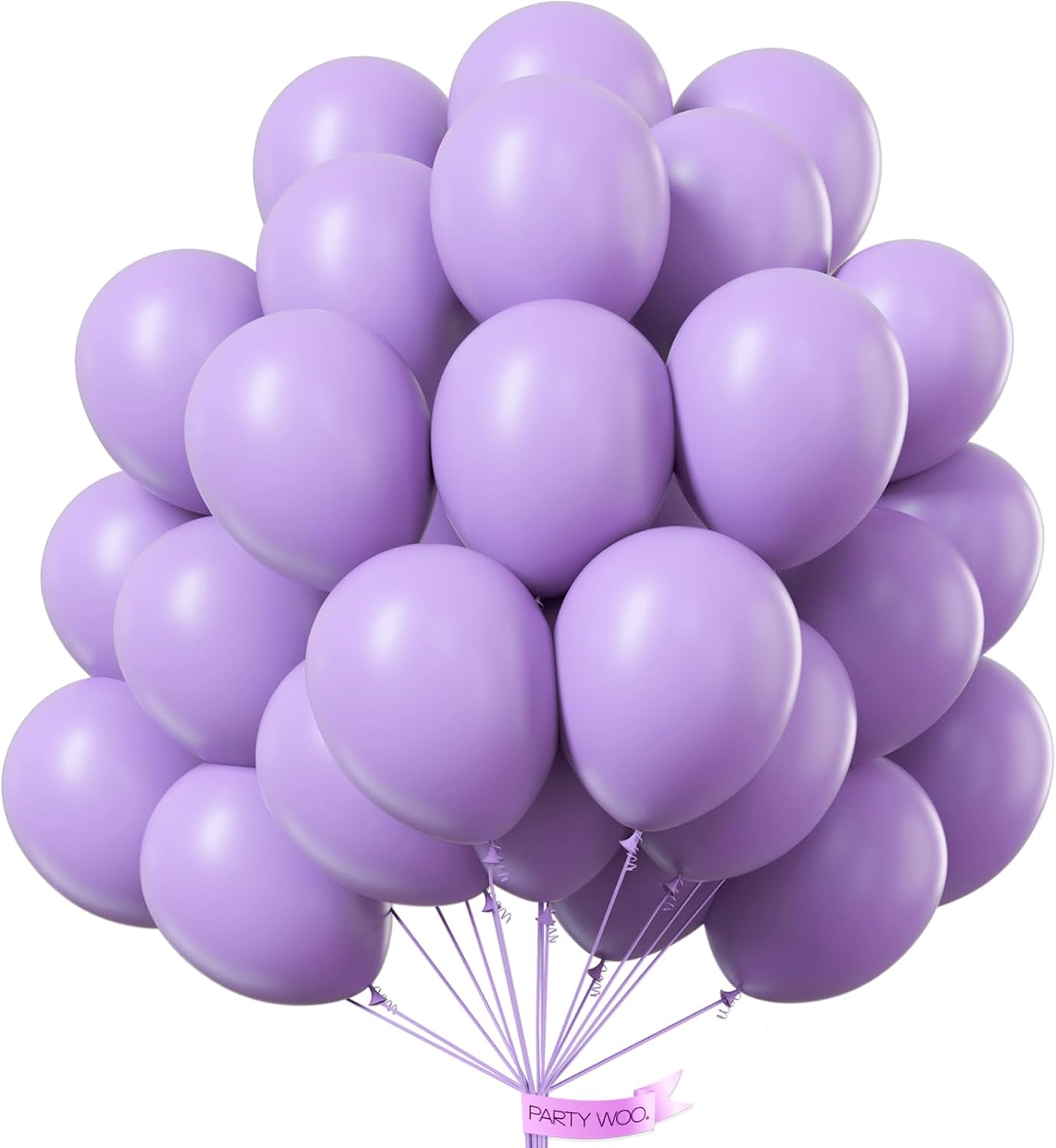 PartyWoo Lavender Balloons - 12 Inch Light Pastel Purple Latex Helium Balloons | 101pcs for Celebrations