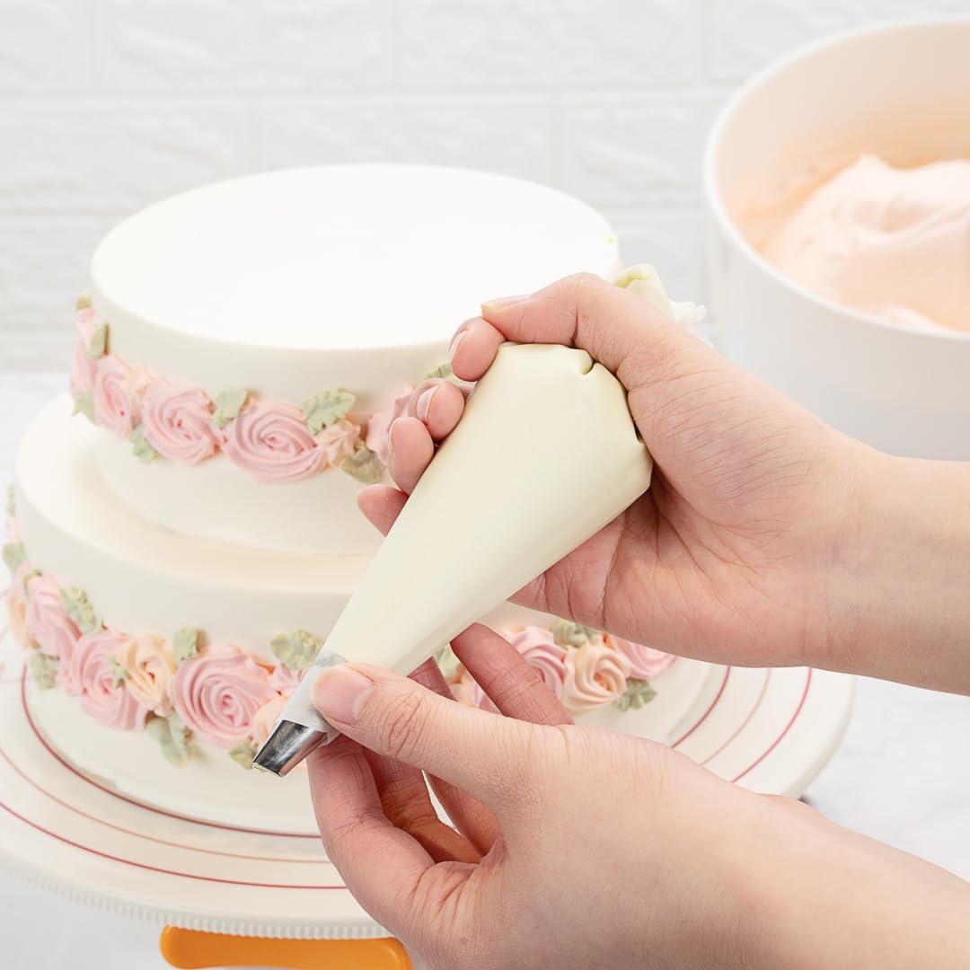 Pastry Tek Piping Bag Set - Durable, Reusable White Silicone Icing Bags for Cakes, Cupcakes & Cookies | Set of 4