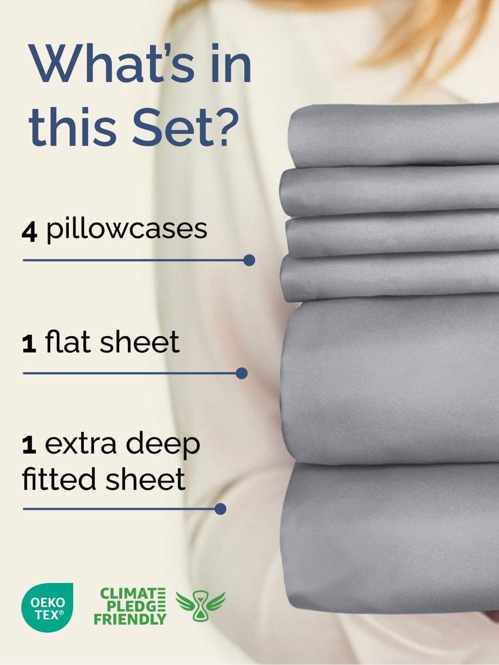 Skiennix Extra Deep Full Sheet Set | 6-Piece Breathable Cooling Bedding - Soft, Wrinkle-Free - Steel Blue