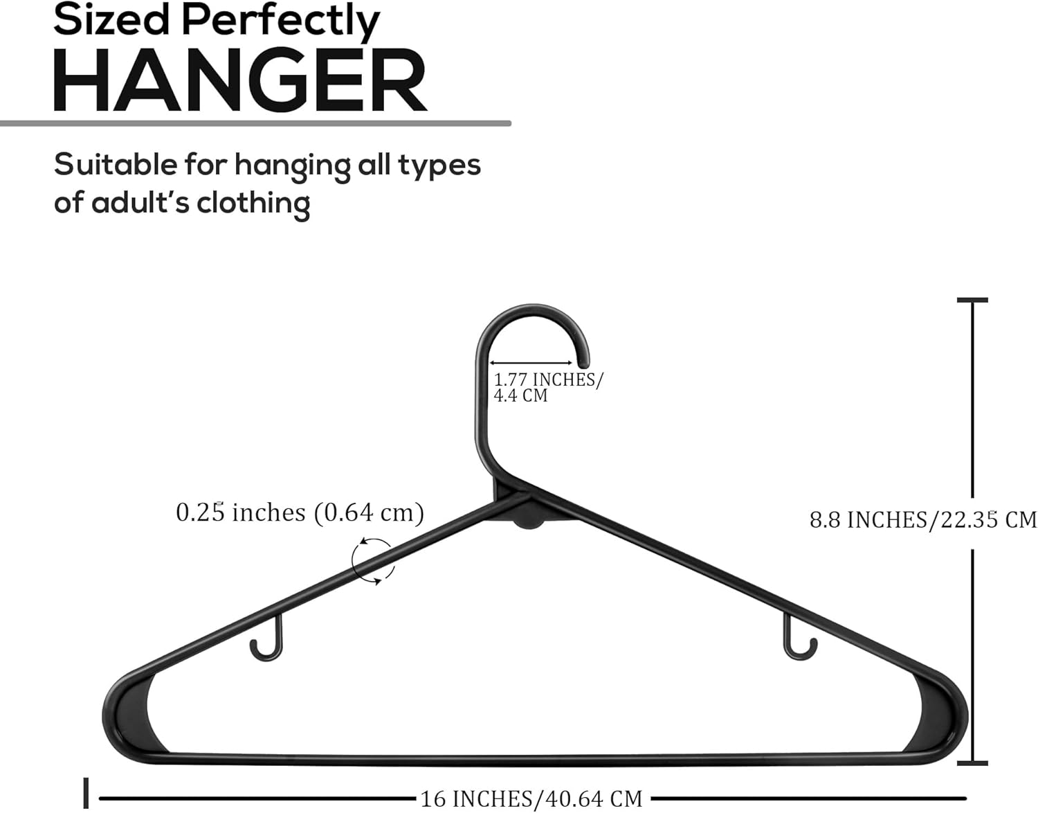 Utopia Home Plastic Hangers - Durable Space-Saving Closet Organizers - 20 Pack in Black for Shirts, Pants & Coats