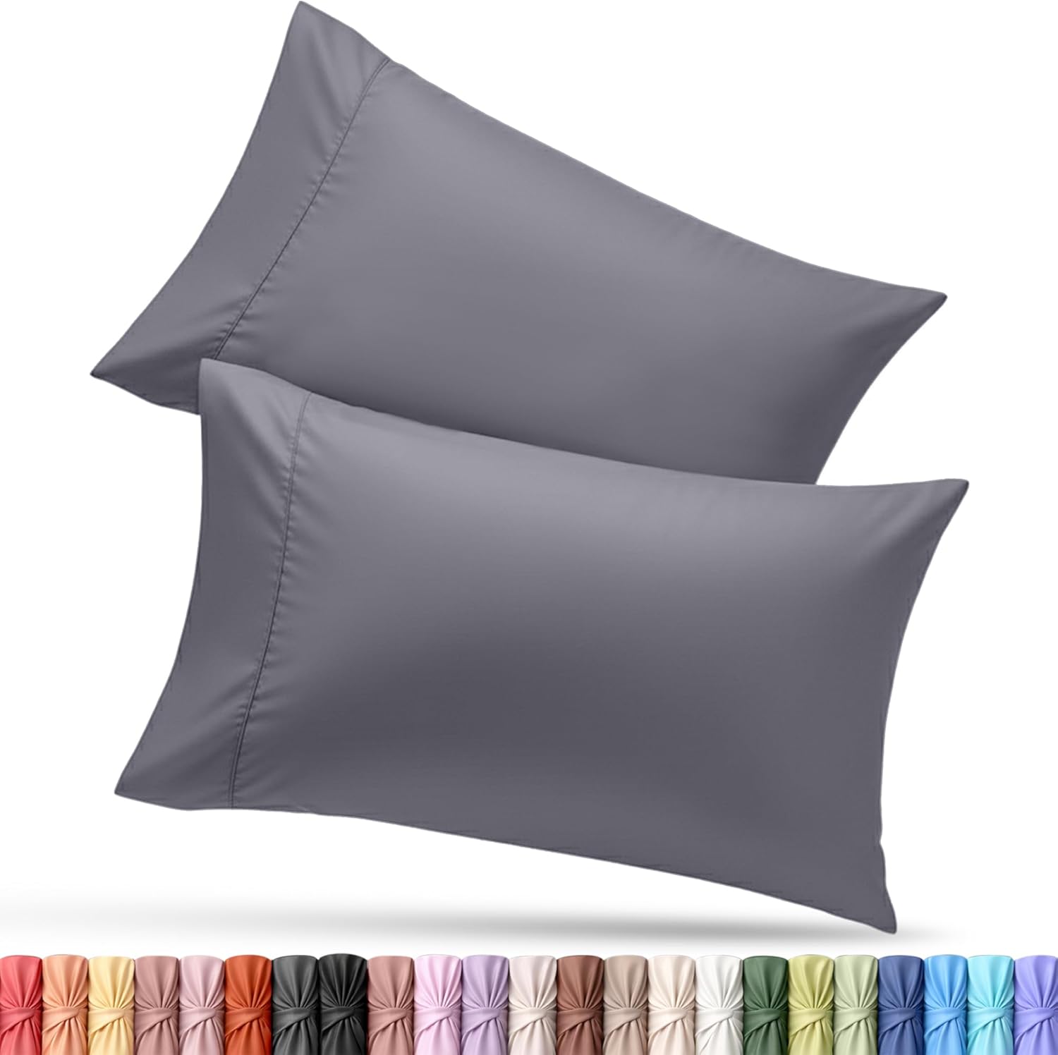 Utopia Bedding Pillow Covers - Soft Brushed Microfiber 2-Pack | Oeko-TEX Certified, 20x30 Inches (Grey)