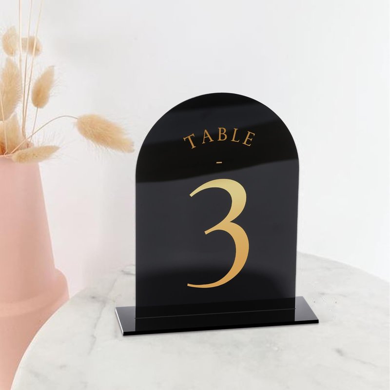 UNIQOOO White Arch Wedding Table Numbers with Stands 1-20, Gold Foil Printed 5x7 Double sided Acrylic Signs and Holders, Perfect for Centerpiece, Reception, Decoration, Party, Anniversary, Event