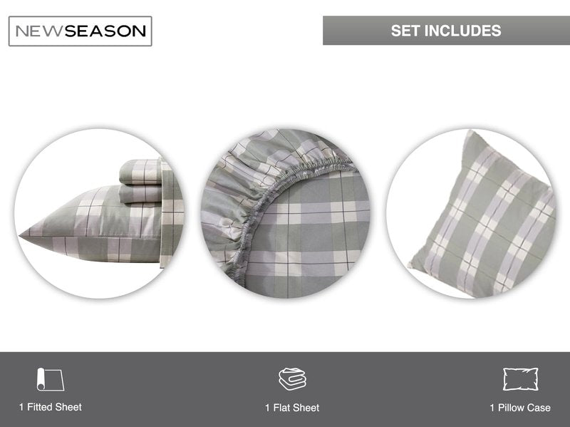 New Season Naturally Yours - 100% Cotton King Flannel Sheet Set Softly Brushed Cotton Flannel Sheets - Stylish Printed Bed Sheets - Warm, Breathable Bed Sheets Set