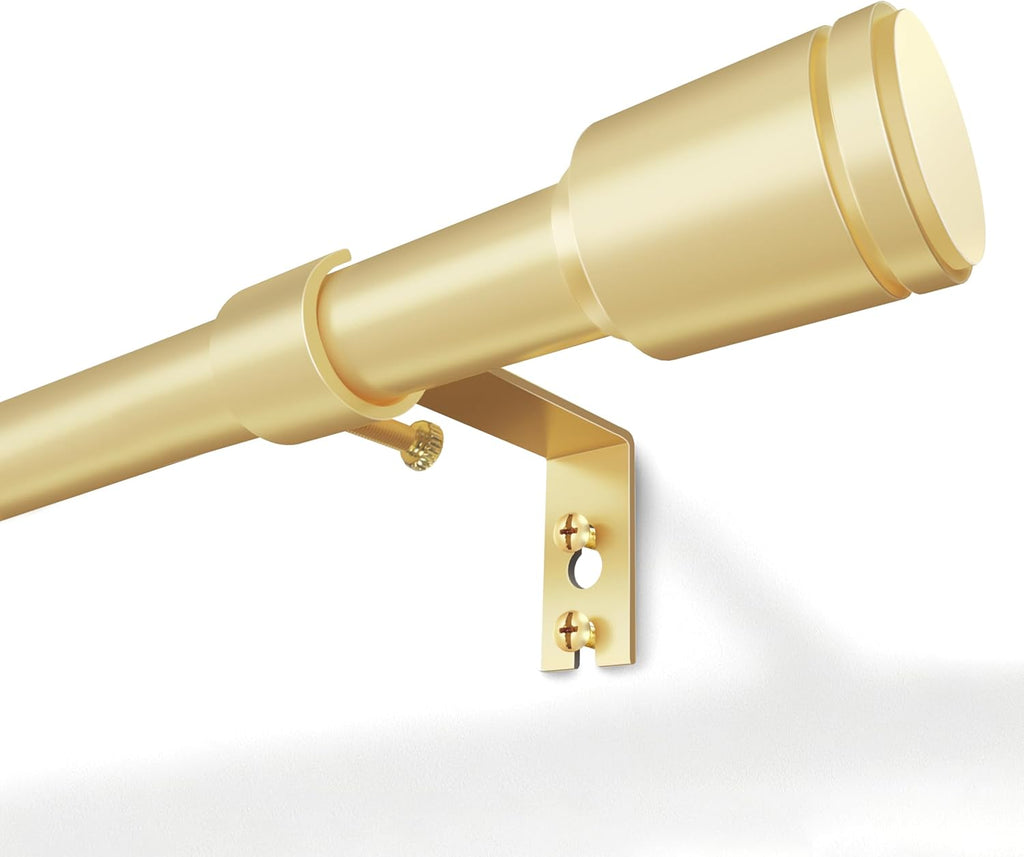 Skiennix Adjustable Gold Curtain Rods - 30-90 Inch for 30-84 Inch Windows | 2 Pack with Brackets
