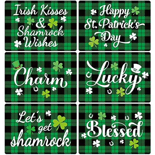 OBUSATT St. Patrick's Day Plastic Placemats Set of 6, Waterproof Table Mats