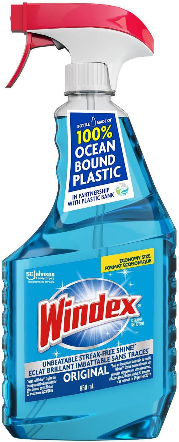 SC Johnson Windex Original Glass Cleaner Set - 5L Refill & 950ml Trigger Spray for Streak-Free Shine
