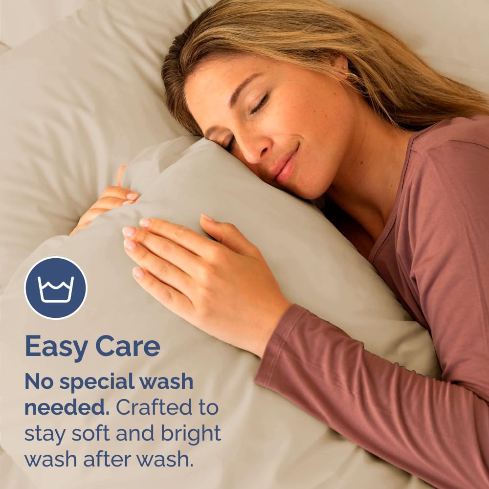 Skiennix Standard Pillow Cases Set of 4 - Ultra Soft Hotel Quality Covers - Machine Washable Wheat Color