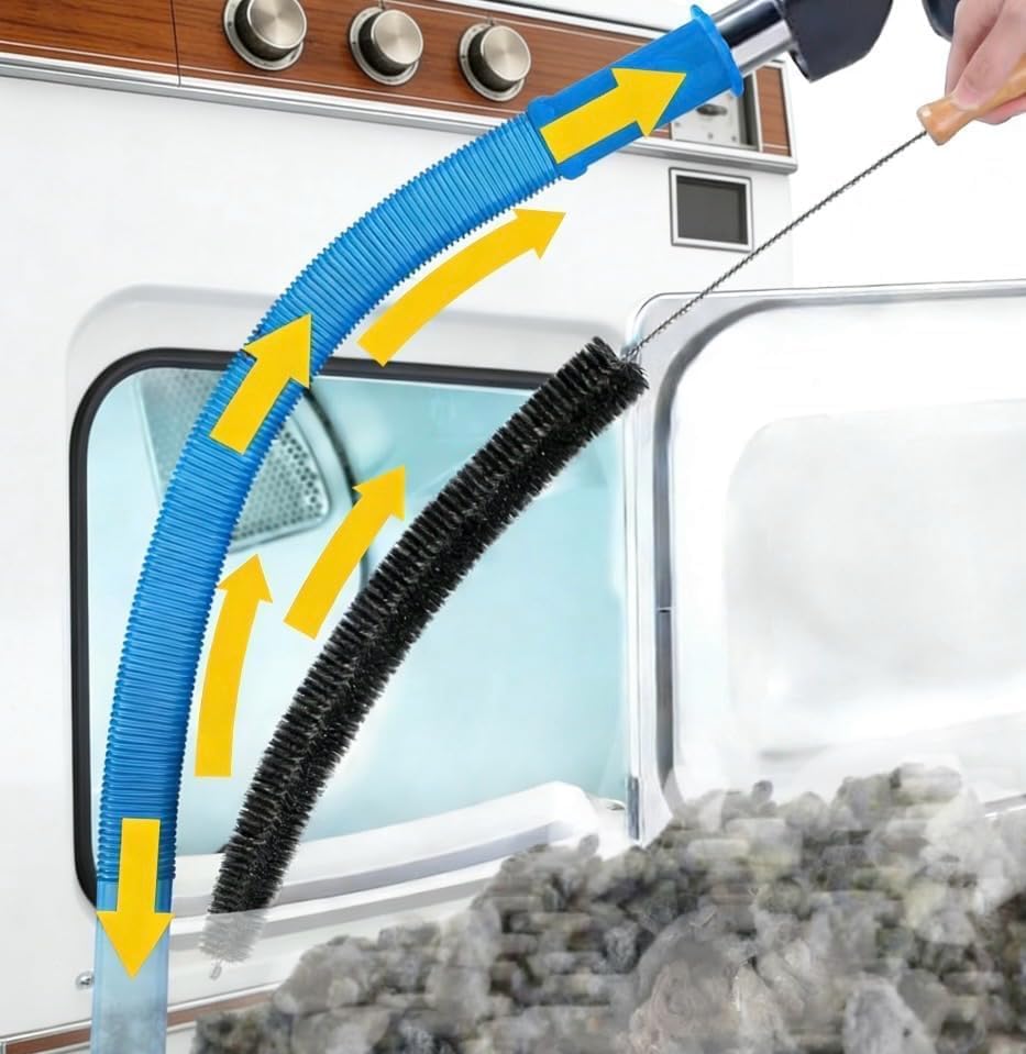 Skiennix Dryer Vent Cleaner Kit - 2 Pieces Lint Brush & Vacuum Hose Attachment for Quick Lint Removal