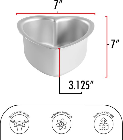 Fat Daddio's Heart Cake Pan - Anodized Aluminum, 6 x 3 Inch for Perfect Baking