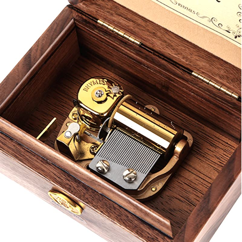 Wood Music Box with Rhymes - 30 Note Handcrafted Vintage Gift for Christmas & Birthdays