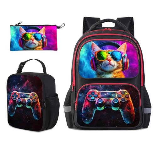 HiGaits Kids Backpack for School - 17 Inch 3D Reflective Cartoon Bookbag with Dual Zippers, Ergonomic Design for Boys & Girls Ages 6-18 | Durable 600D Polyester Children's Backpack