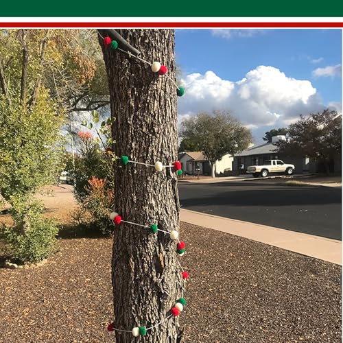 Alabzphsia 4Pack Christmas Pom Pom Garland 20mm Red Green White 6.57 ft Each