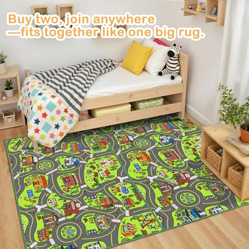 Kids City Road Playmat Rug, Non-Slip Educational Car Track Carpet, 40x24"