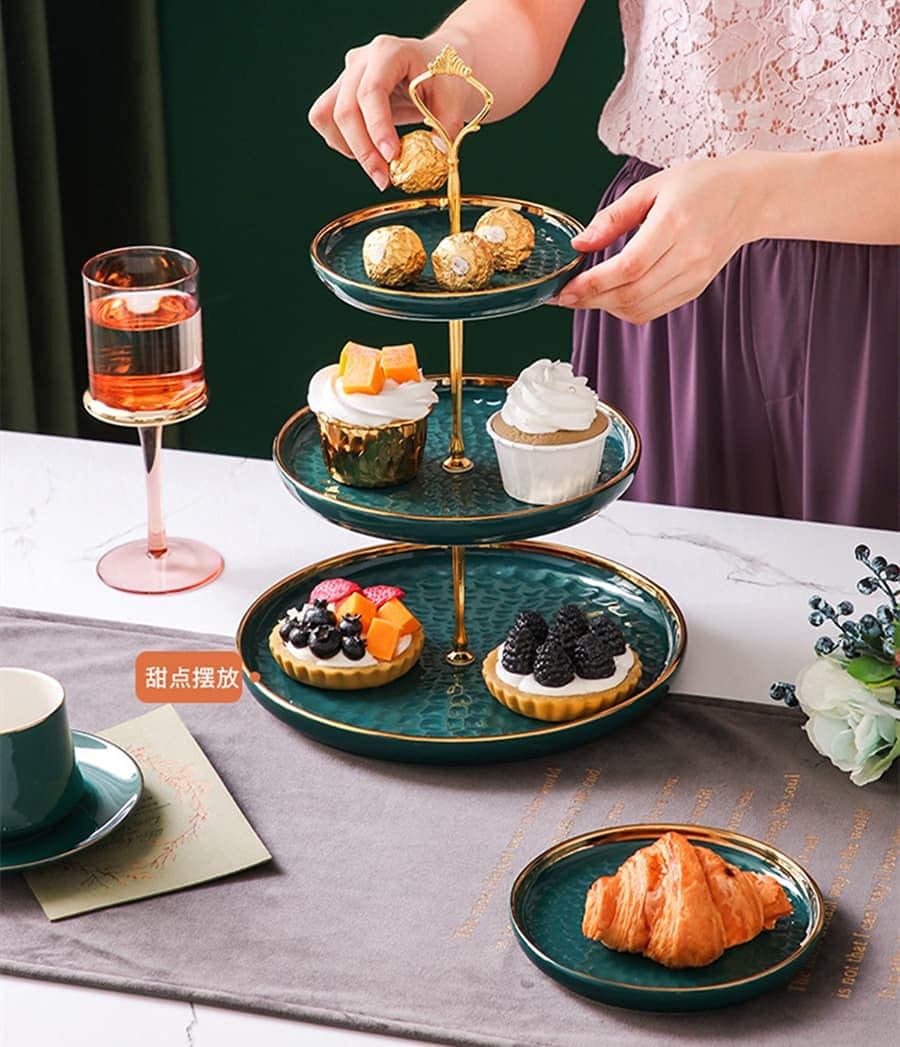 Aebor 3 Tier Round Porcelain Tiered Cupcake Stand, Tiered Serving Stand, Dessert Stand, Serving Tray Platter for Tea Party, Wedding and Birthday (White)