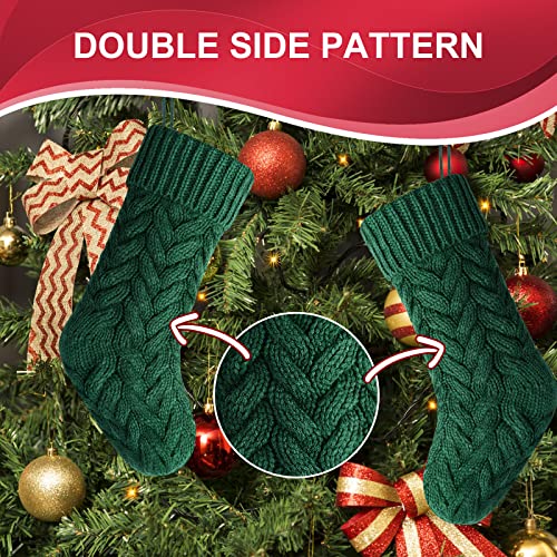 18-Inch Cable Knitted Christmas Stockings - 6 Pack Rustic Holiday Decor