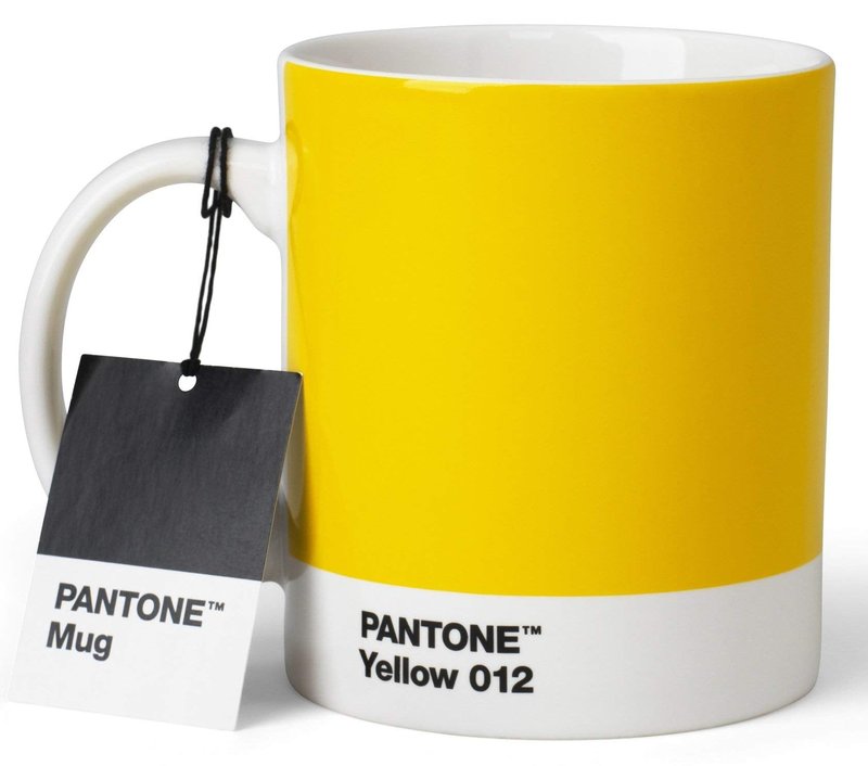 Pantone by Copenhagen Design - Large ceramic coffee mug with handle - Colorful Porcelain coffee mug/cup, 12 oz Yellow 012