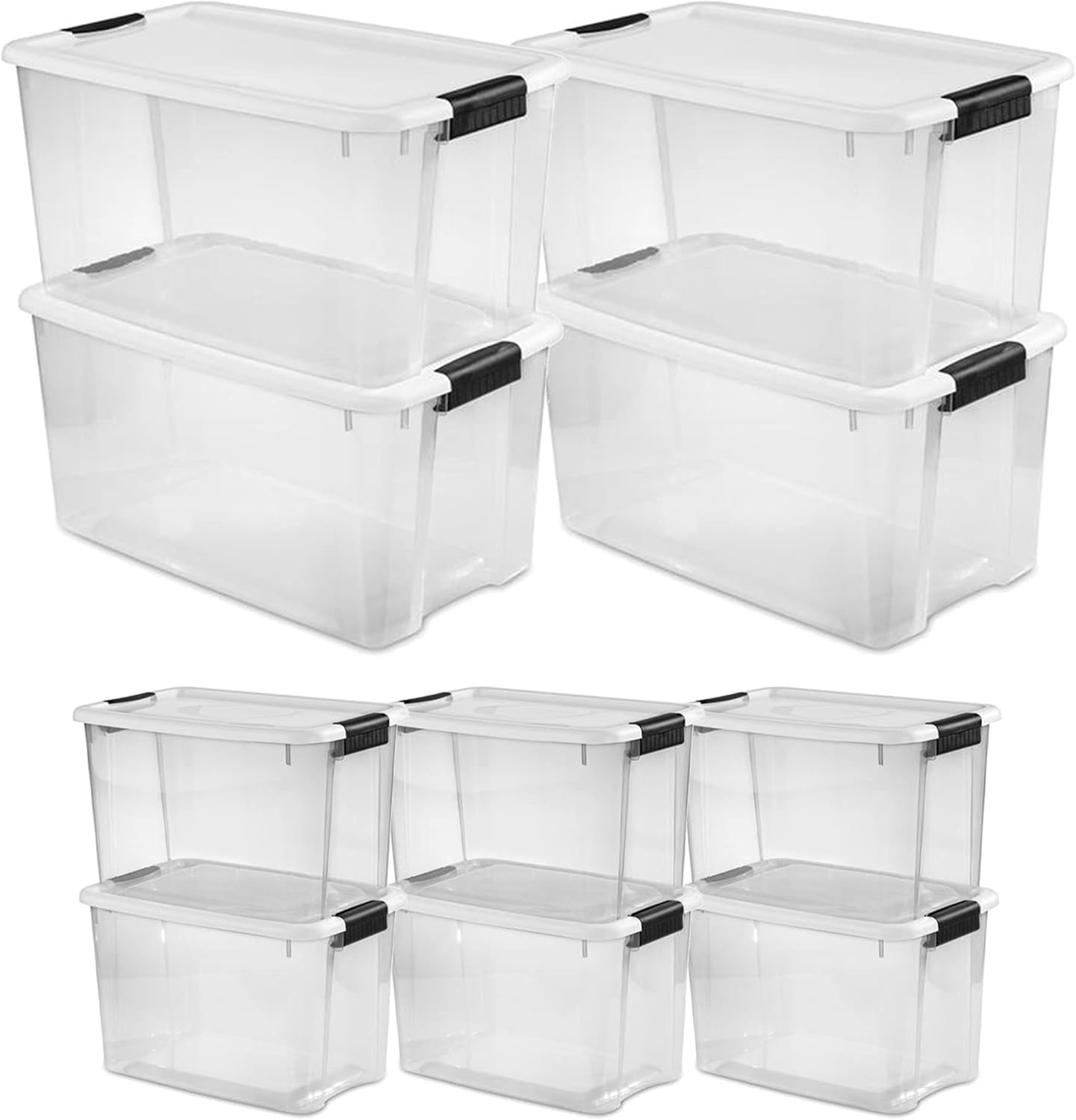 Sterilite Ultra Latching Storage Boxes - 4-Pack 70 Quart & 6-Pack 30 Quart Clear Plastic Bins