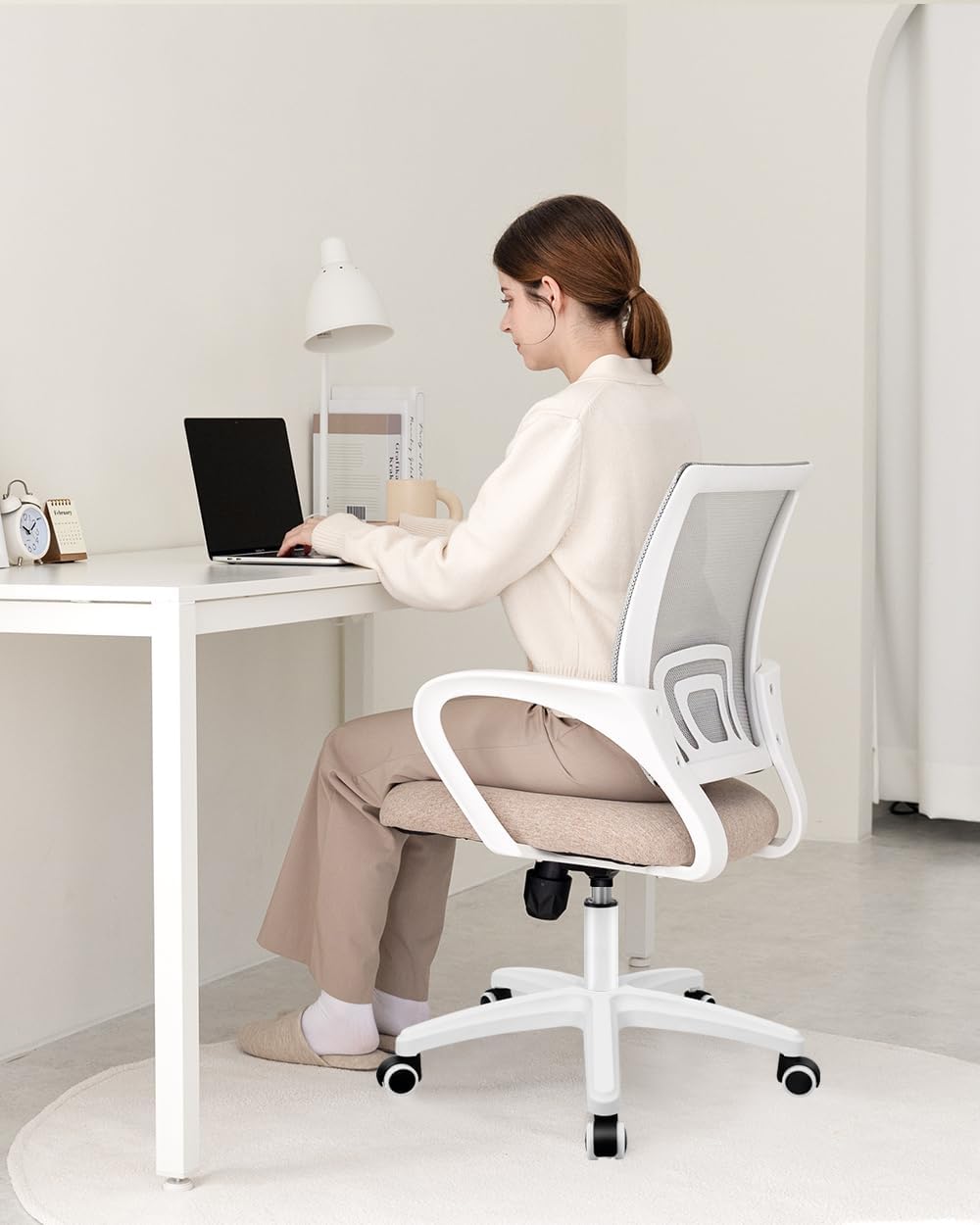 NEO CHAIR Ergonomic Office Desk Chair - Comfy Mesh Cushion with Adjustable Height & Lumbar Support | Beige