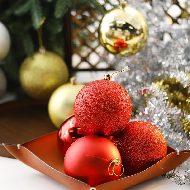 LydeLog Red Christmas Ball Ornaments 24 Pack 1.6 Inch Matte Glossy Glitter Shatterproof Holiday Decor