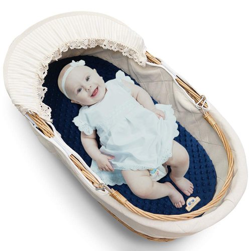 BlueSnail Soft and Strechy Minky Bassinet Fitted Sheet, Cradle Sheets for Bassinet Pad/Mattress 2pk (Bassinet, Navy+Gray)