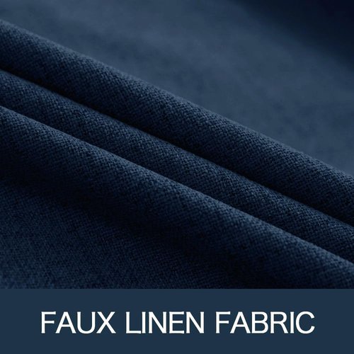 MIULEE 100% Blackout Linen Textured Curtains - Thermal Insulated Midnight Blue Drapes | 52 x 96 Inch (2 Panels)