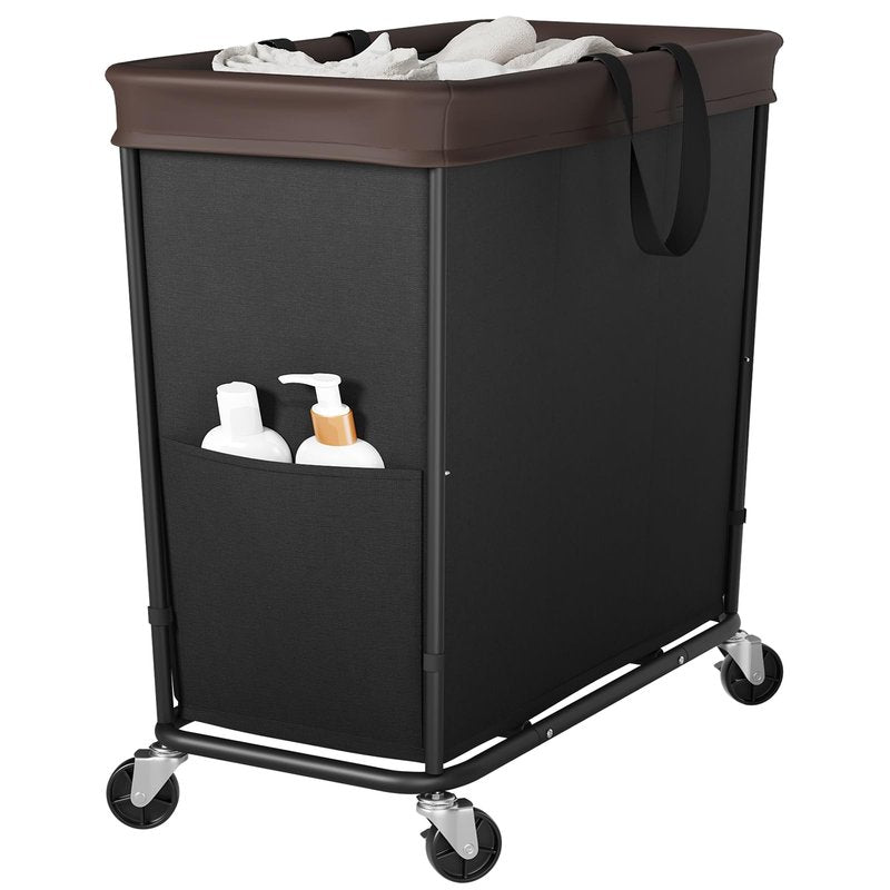 320L Laundry Basket with Wheels, 3-Section Rolling Hamper for Laundry, Extra Large Laundry Hamper with Wheels, Clothes Hamper Rolling Laundry Basket for Home, Bathrooms and Dorm(Black)