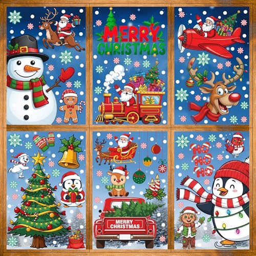 Christmas Window Clings Stickers - 350 Pcs Holiday Decals for Indoor & Outdoor