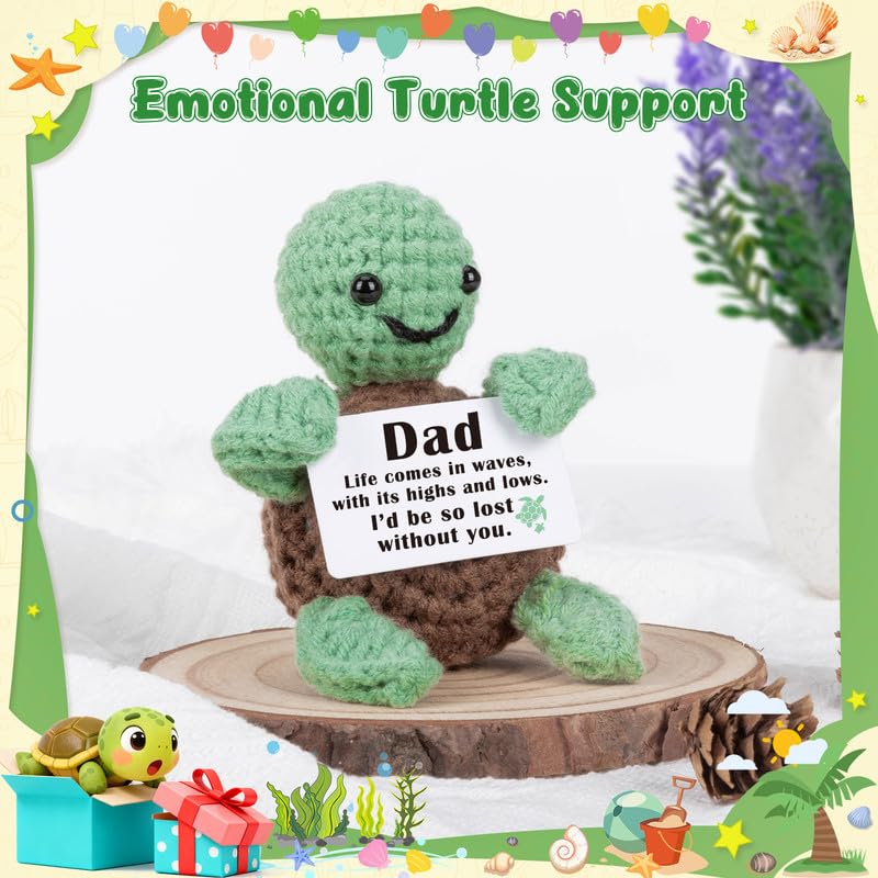 Xinezaa Dad Birthday Gift from Daughter Son Crochet Turtle - Sentimental Keepsake