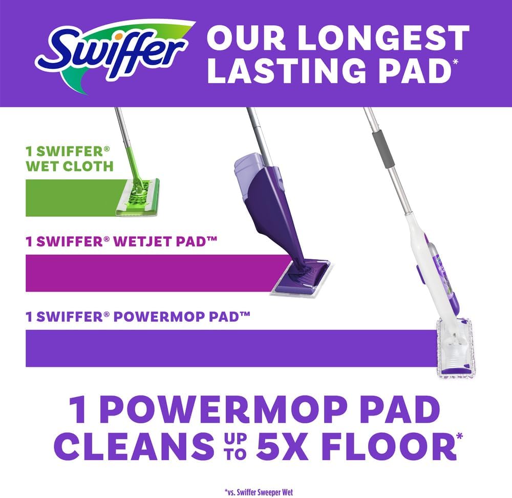 Swiffer PowerMop Refills - Multi-Surface Mopping Pads for Effective Floor Cleaning | 10 Count