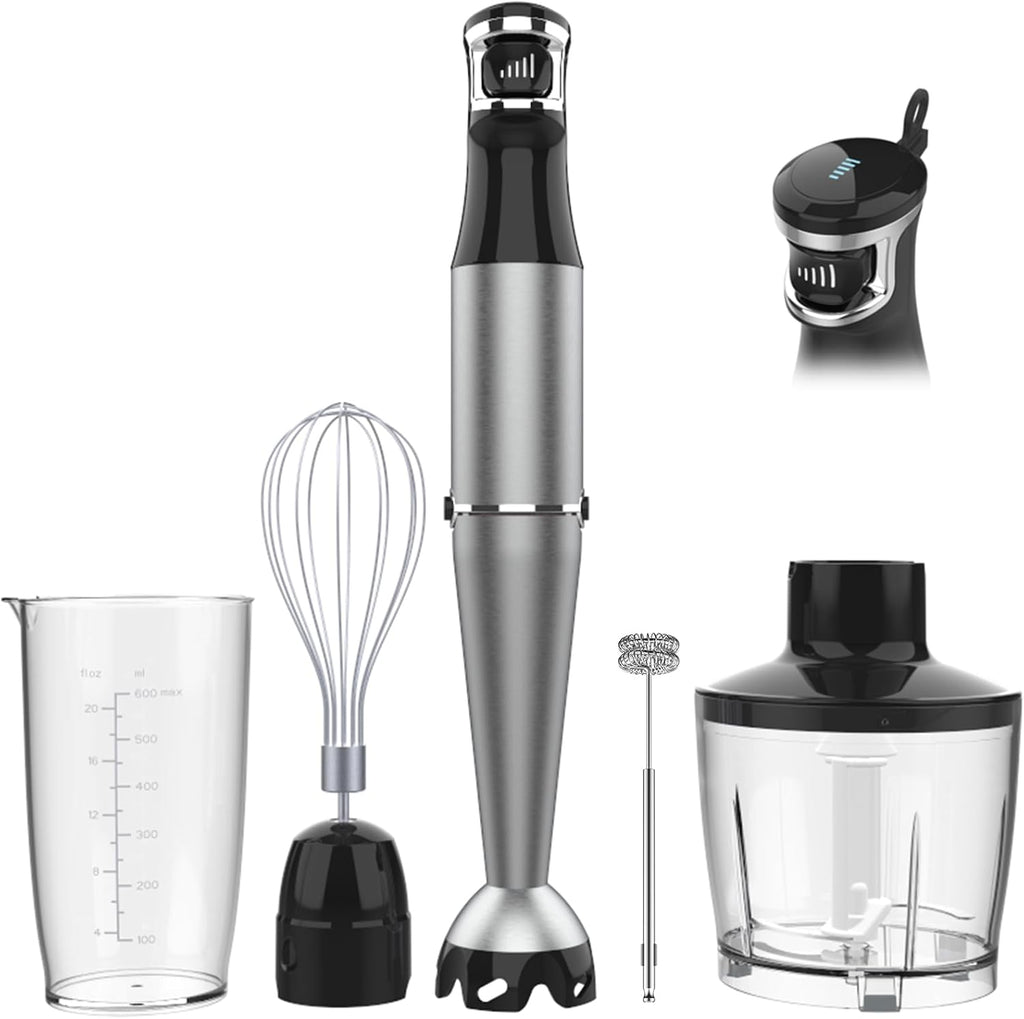 Turelar Immersion Blender - 1100W Handheld Stick Blender Set with Variable Speed & Attachments | Black