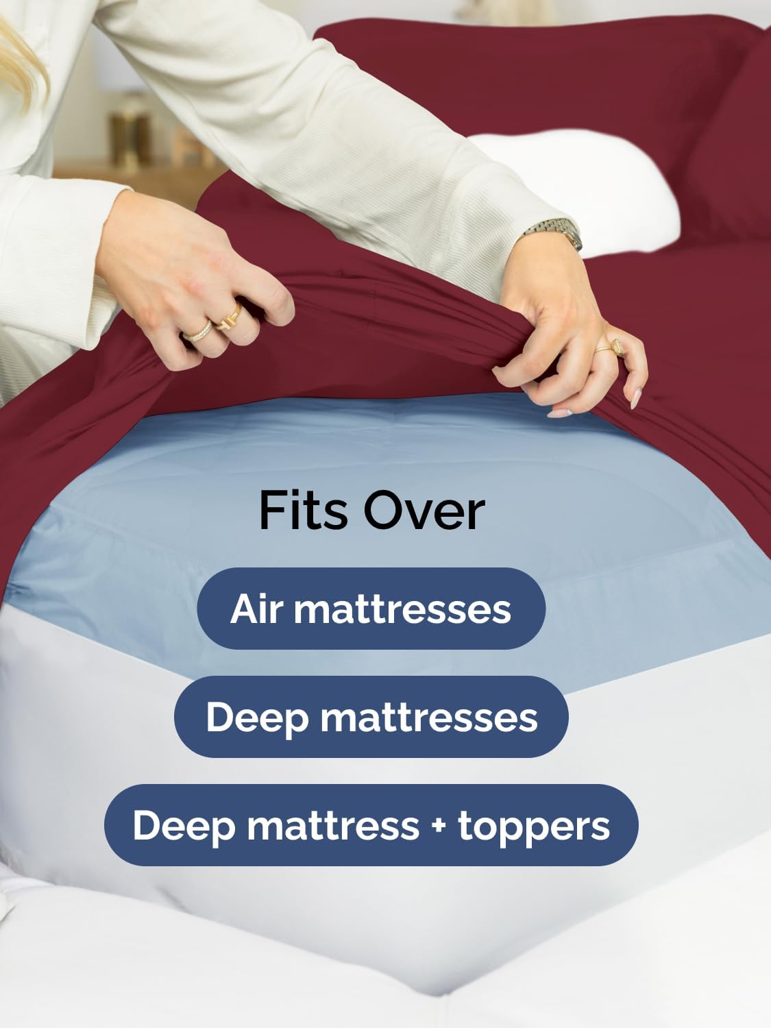Skiennix Extra Deep Twin XL Sheet Set | 4-Piece Breathable Cooling Bedding - Soft & Wrinkle-Free - Burgundy