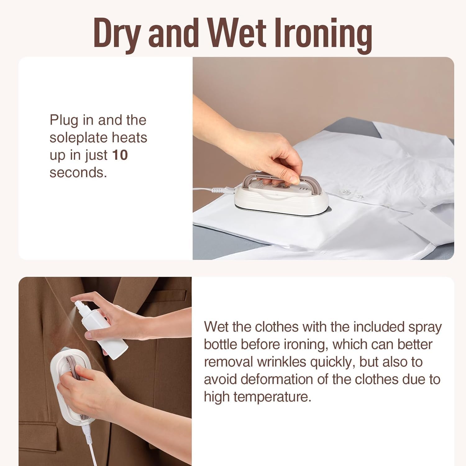 Skiennix Travel Iron - Mini Dry Iron with Global Voltage, 300W, Ceramic Soleplate, Lightweight 0.8lbs