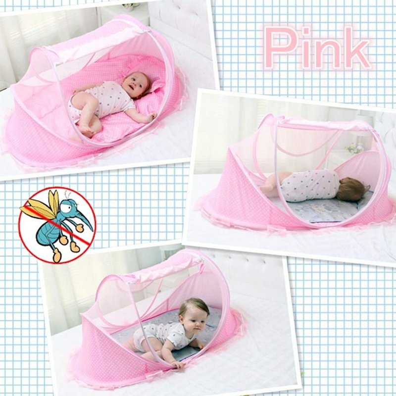 Portable Foldable Baby Bed Net Newborn Sleep Bed Travel Bed for Home Use (Pink)
