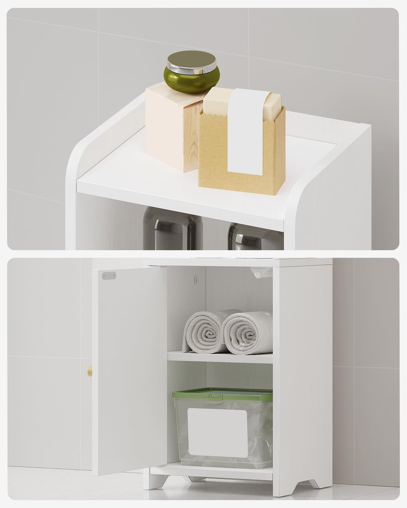 Hzuaneri Bathroom Storage Cabinet, Corner Floor Cabinet with Doors and Adjustable Shelf, Narrow Toilet Paper Cabinets, Bathroom Organizer for Small Spaces, White BC39713X