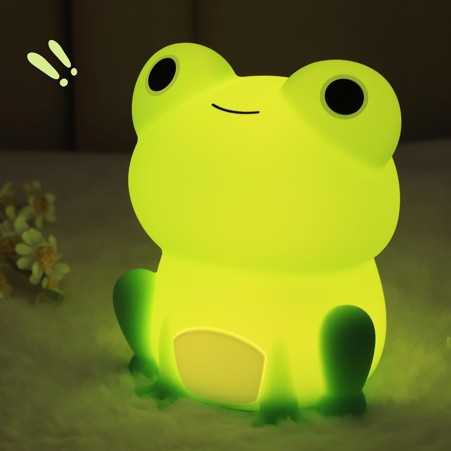 OkiyiD Frog Night Light - Rechargeable Dimmable Touch Control Bedside Lamp for Kids | Portable Nursery Gift