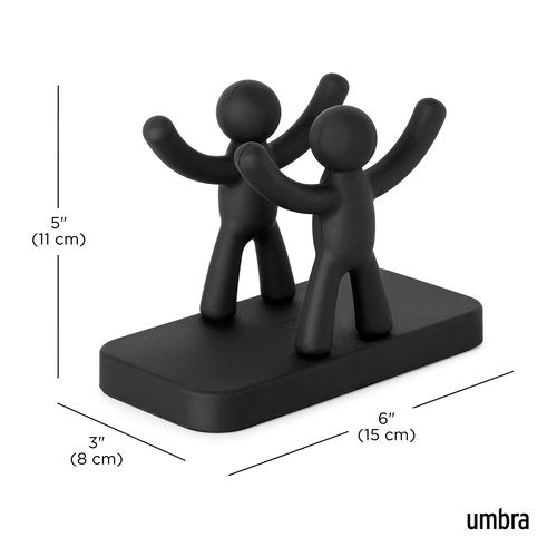 Umbra Buddy Paper Napkin Holder With Fun and Functional Design - Original Molded Wood and Plastic With Matte Black Finish Kitchen & Dining Room Paper Storage - Holds Various Sizes of Paper Napkins