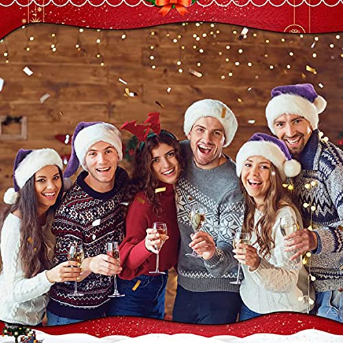 Purple Plush Christmas Santa Hat for Adults - Holiday Party Accessory