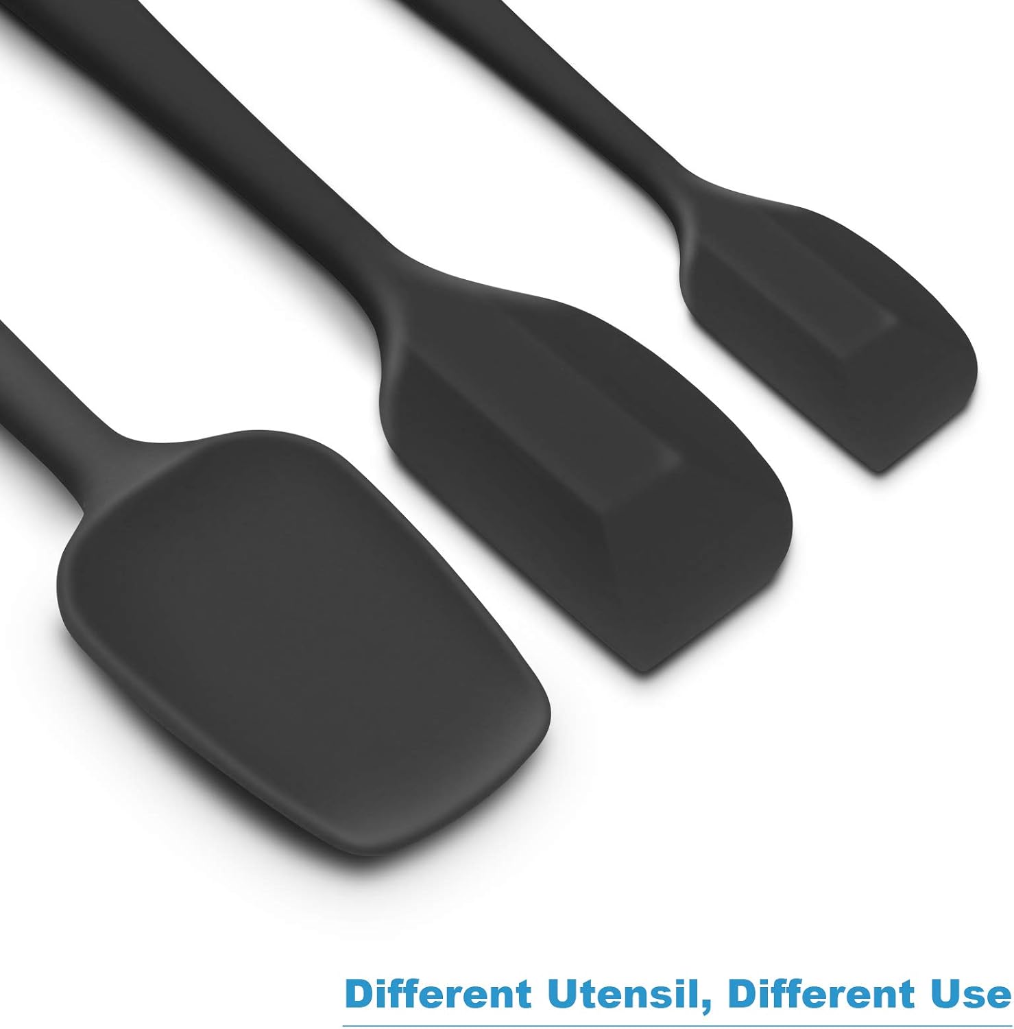 Skiennix Silicone Spatula Set - Ergonomic High Heat-Resistant Design | 3-Piece Non-Stick Black