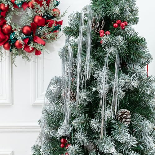 Silver Metallic Christmas Tinsel Icicles - 10,000 Strands Foil Fringe